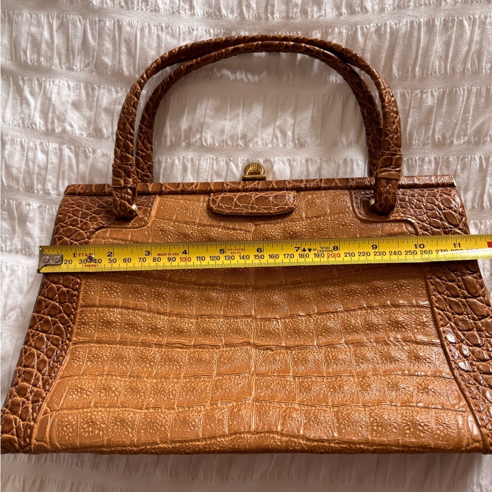 Tan Croc-Embossed Satchel Handbag - vintage Rieke - Picture 9 of 12
